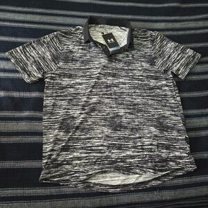 Under Armour Iso Chill Twist Polo Men Large Black and White Collar NWT 082024